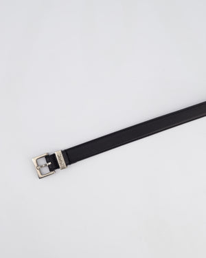 Saint Laurent Black Belt with Ruthenium Buckle in Smooth Leather Size 75