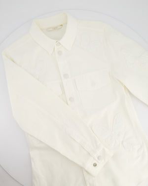 Valentino Cream Denim Long Sleeve Jacket with Butterfly Embroidery Details Size IT 46 (UK 14)