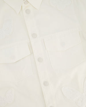 Valentino Cream Denim Long Sleeve Jacket with Butterfly Embroidery Details Size IT 46 (UK 14)