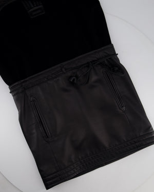 Hermes Black Wool & Lambskin Long Sleeve Dress with Woven Belt Detail Size FR 34 (UK 6)