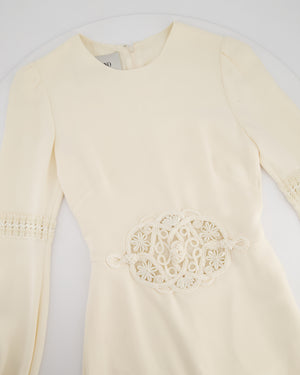 Valentino Cream Mini Long Sleeve Dress with Embroidered Details Size IT 40 (UK 8)