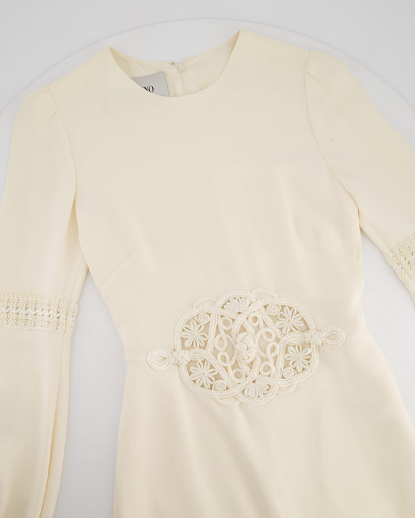 Valentino Cream Mini Long Sleeve Dress with Embroidered Details Size IT 40 (UK 8)