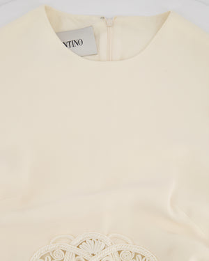 Valentino Cream Mini Long Sleeve Dress with Embroidered Details Size IT 40 (UK 8)