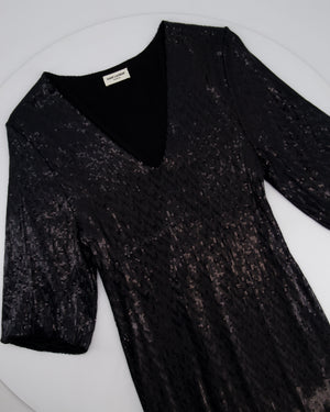 Saint Laurent Black Long Sleeve Sequin Mini Dress FR S (UK 8)