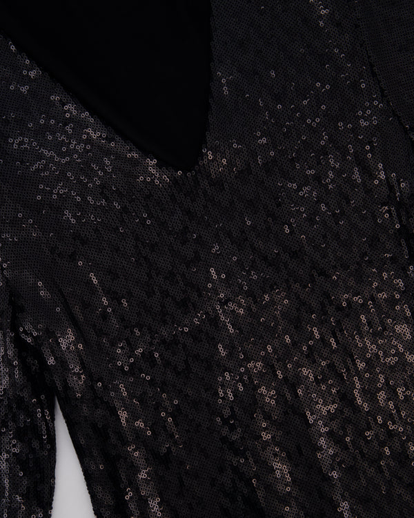 Saint Laurent Black Long Sleeve Sequin Mini Dress FR S (UK 8)