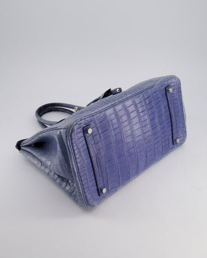 Hermès Birkin 35cm Retourne Bag in Blue Brighton Matte Crocodile Porosus Leather with Palladium Hardware