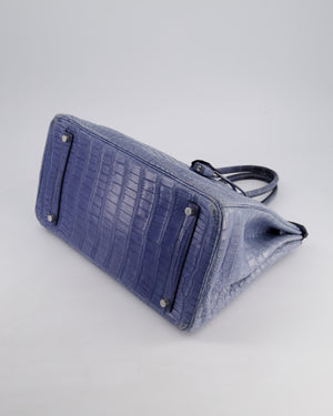 Hermès Birkin 35cm Retourne Bag in Blue Brighton Matte Crocodile Porosus Leather with Palladium Hardware