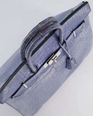 Hermès Birkin 35cm Retourne Bag in Blue Brighton Matte Crocodile Porosus Leather with Palladium Hardware