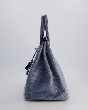 Hermès Birkin 35cm Retourne Bag in Blue Brighton Matte Crocodile Porosus Leather with Palladium Hardware