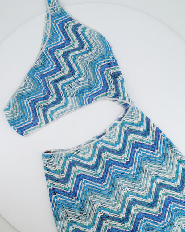 Missoni Blue Zigzag Cut-Out Maxi Dress Size IT 42 (UK 10) RRP £1,000