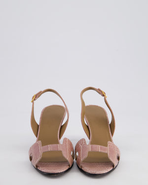 Hermès Blush Premiere Alligator Heeled Sandals Size EU 36