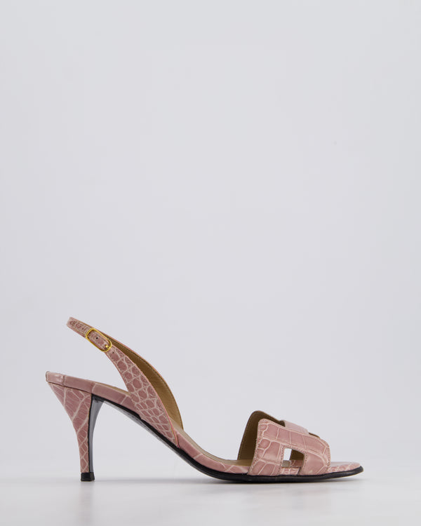 Hermès Blush Premiere Alligator Heeled Sandals Size EU 36