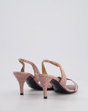Hermès Blush Premiere Alligator Heeled Sandals Size EU 36