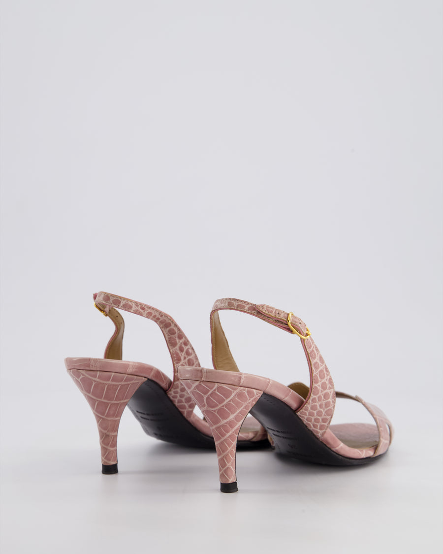 Hermès Blush Premiere Alligator Heeled Sandals Size EU 36