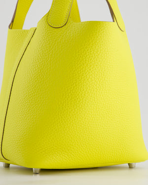Hermès Picotin Lock Bag 18cm in Lime Clemence Leather with Palladium Hardware