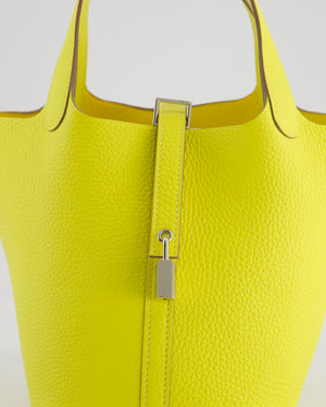 Hermès Picotin Lock Bag 18cm in Lime Clemence Leather with Palladium Hardware