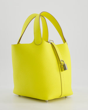 Hermès Picotin Lock Bag 18cm in Lime Clemence Leather with Palladium Hardware