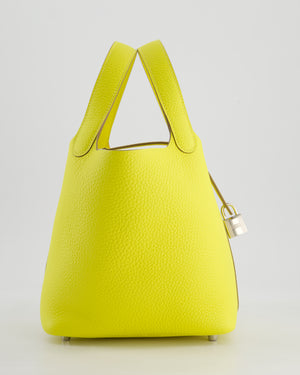 Hermès Picotin Lock Bag 18cm in Lime Clemence Leather with Palladium Hardware