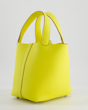 Hermès Picotin Lock Bag 18cm in Lime Clemence Leather with Palladium Hardware