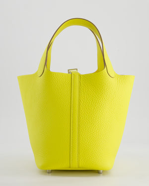 Hermès Picotin Lock Bag 18cm in Lime Clemence Leather with Palladium Hardware
