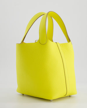 Hermès Picotin Lock Bag 18cm in Lime Clemence Leather with Palladium Hardware