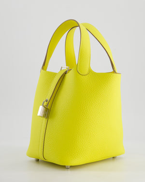 Hermès Picotin Lock Bag 18cm in Lime Clemence Leather with Palladium Hardware