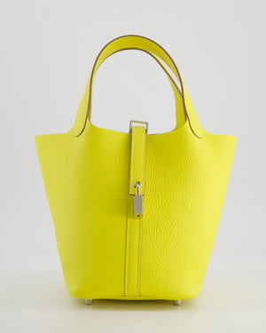 Hermès Picotin Lock Bag 18cm in Lime Clemence Leather with Palladium Hardware
