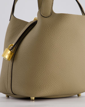 Hermès Picotin Lock Bag 18cm in Beige Marfa Clemence Leather with Gold Hardware