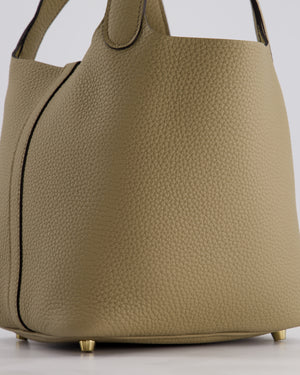 Hermès Picotin Lock Bag 18cm in Beige Marfa Clemence Leather with Gold Hardware