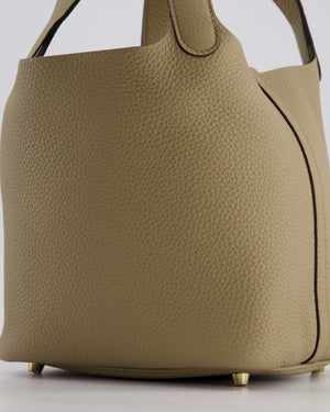 Hermès Picotin Lock Bag 18cm in Beige Marfa Clemence Leather with Gold Hardware