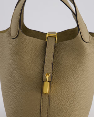 Hermès Picotin Lock Bag 18cm in Beige Marfa Clemence Leather with Gold Hardware