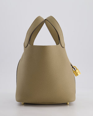 Hermès Picotin Lock Bag 18cm in Beige Marfa Clemence Leather with Gold Hardware