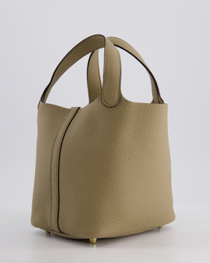 Hermès Picotin Lock Bag 18cm in Beige Marfa Clemence Leather with Gold Hardware