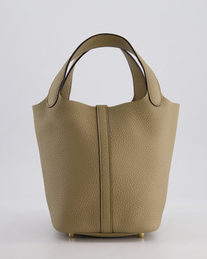 Hermès Picotin Lock Bag 18cm in Beige Marfa Clemence Leather with Gold Hardware