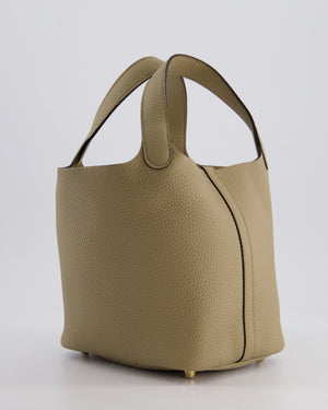 Hermès Picotin Lock Bag 18cm in Beige Marfa Clemence Leather with Gold Hardware