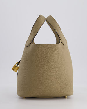 Hermès Picotin Lock Bag 18cm in Beige Marfa Clemence Leather with Gold Hardware
