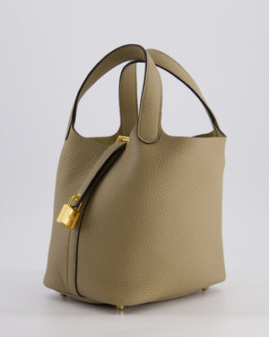 Hermès Picotin Lock Bag 18cm in Beige Marfa Clemence Leather with Gold Hardware