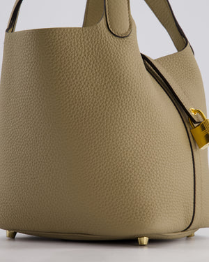 Hermès Picotin Lock Bag 18cm in Beige Marfa Clemence Leather with Gold Hardware