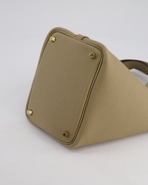 Hermès Picotin Lock Bag 18cm in Beige Marfa Clemence Leather with Gold Hardware