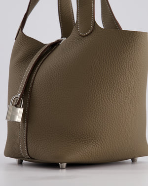 *RARE* Hermès Picotin Lock Bag 18cm in Etoupe Clemence Leather with Palladium Hardware
