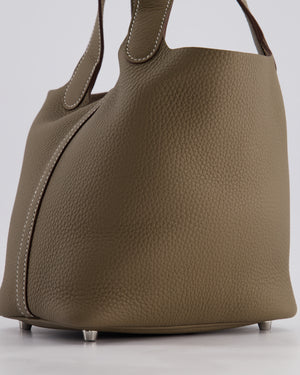 *RARE* Hermès Picotin Lock Bag 18cm in Etoupe Clemence Leather with Palladium Hardware