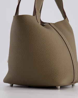 *RARE* Hermès Picotin Lock Bag 18cm in Etoupe Clemence Leather with Palladium Hardware