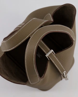 *RARE* Hermès Picotin Lock Bag 18cm in Etoupe Clemence Leather with Palladium Hardware