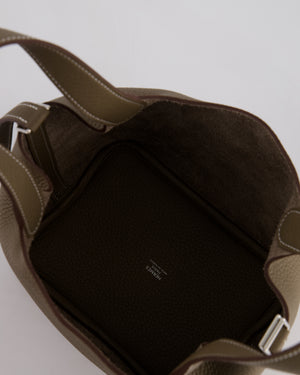 *RARE* Hermès Picotin Lock Bag 18cm in Etoupe Clemence Leather with Palladium Hardware