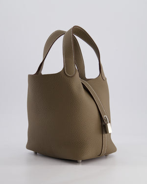 *RARE* Hermès Picotin Lock Bag 18cm in Etoupe Clemence Leather with Palladium Hardware