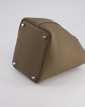 *RARE* Hermès Picotin Lock Bag 18cm in Etoupe Clemence Leather with Palladium Hardware