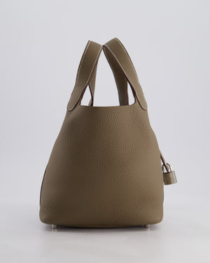 *RARE* Hermès Picotin Lock Bag 18cm in Etoupe Clemence Leather with Palladium Hardware