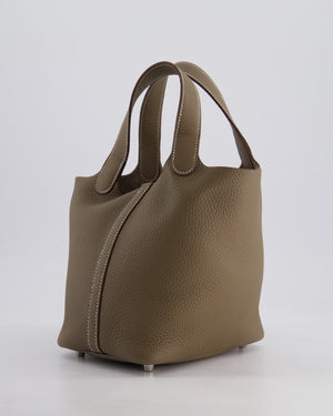 *RARE* Hermès Picotin Lock Bag 18cm in Etoupe Clemence Leather with Palladium Hardware
