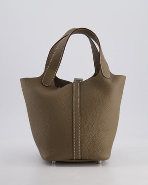 *RARE* Hermès Picotin Lock Bag 18cm in Etoupe Clemence Leather with Palladium Hardware
