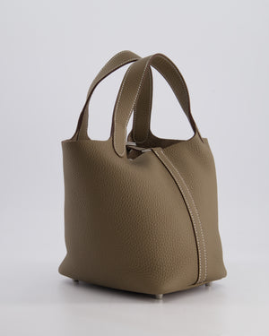 *RARE* Hermès Picotin Lock Bag 18cm in Etoupe Clemence Leather with Palladium Hardware